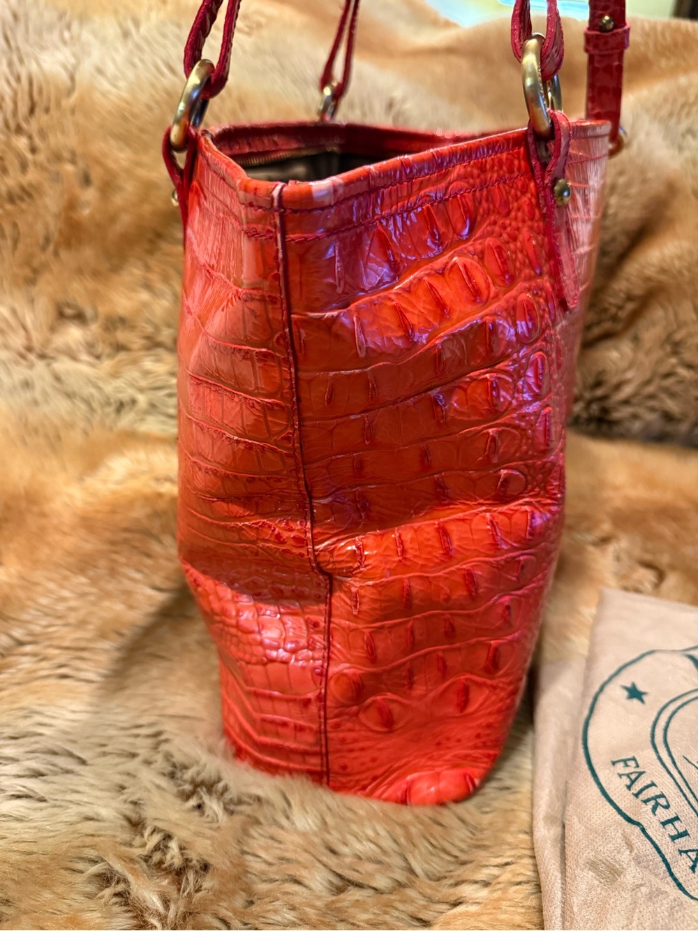 Brahmin Red Croc-Embossed Tote with Matching Wallet - Picture 2 of 3